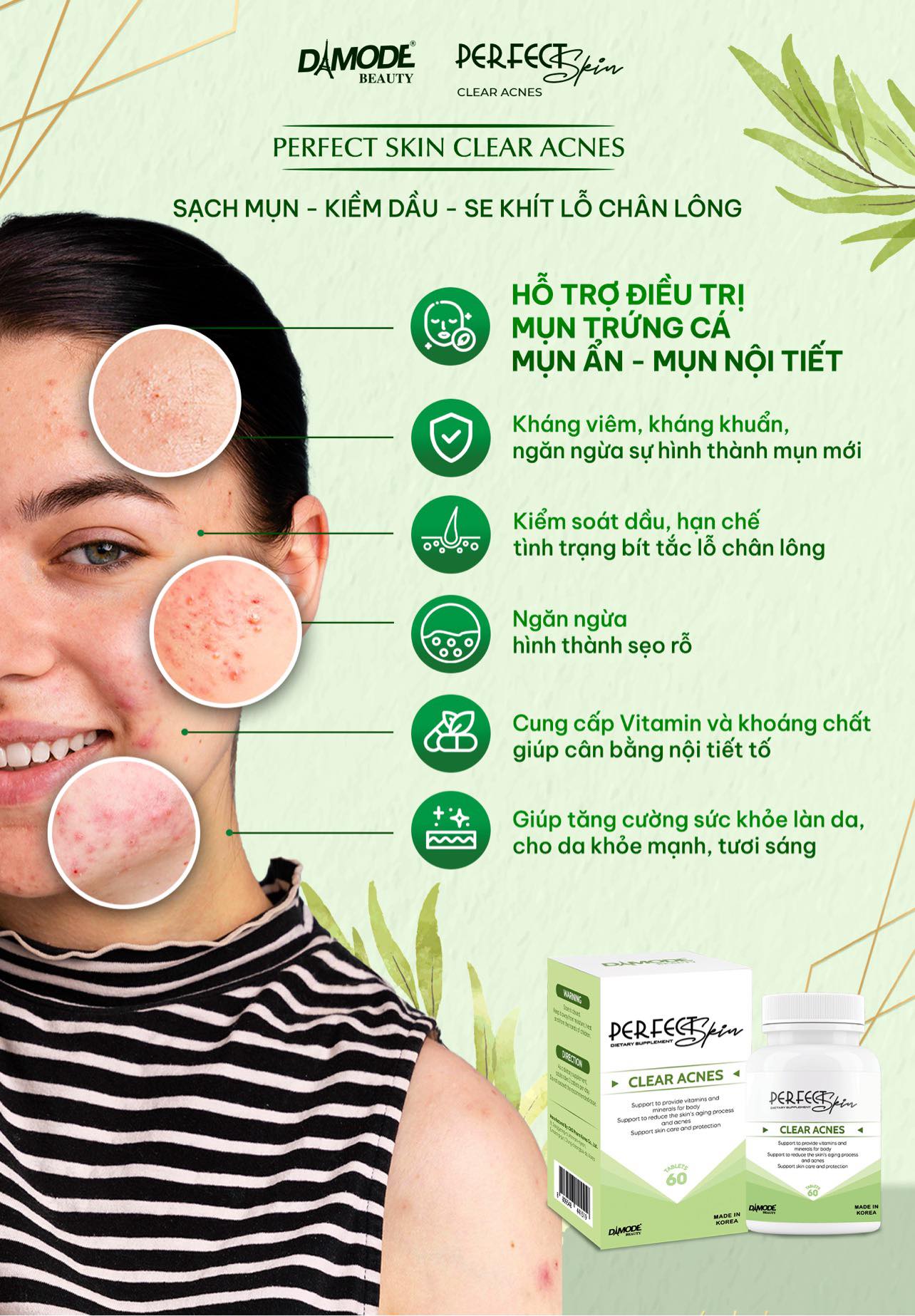 Clear Acnes - Viên Uống Hỗ Trợ Điều Trị, Ngăn Ngừa Mụn