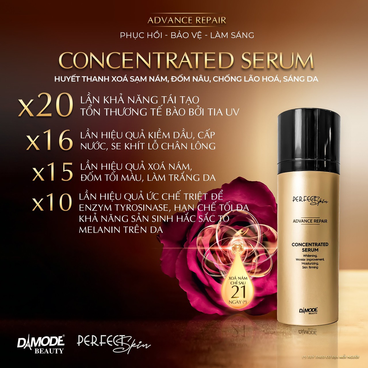 CONCENTRATED SERUM - HUYẾT THANH XOÁ NÁM, ĐỐM NÂU, CHỐNG LÃO HOÁ, SÁNG DA